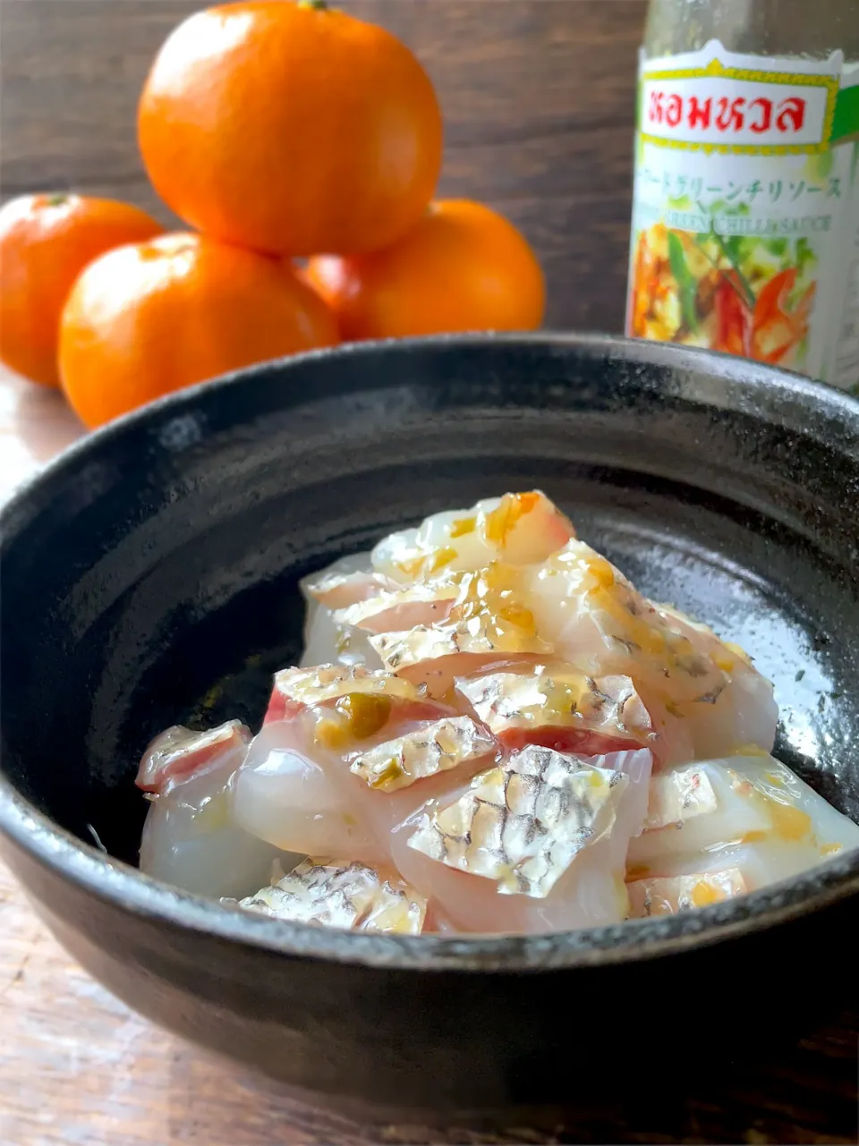 釣り魚🎣鯛のシーフードグリーンチリソース和え|9421beruさん