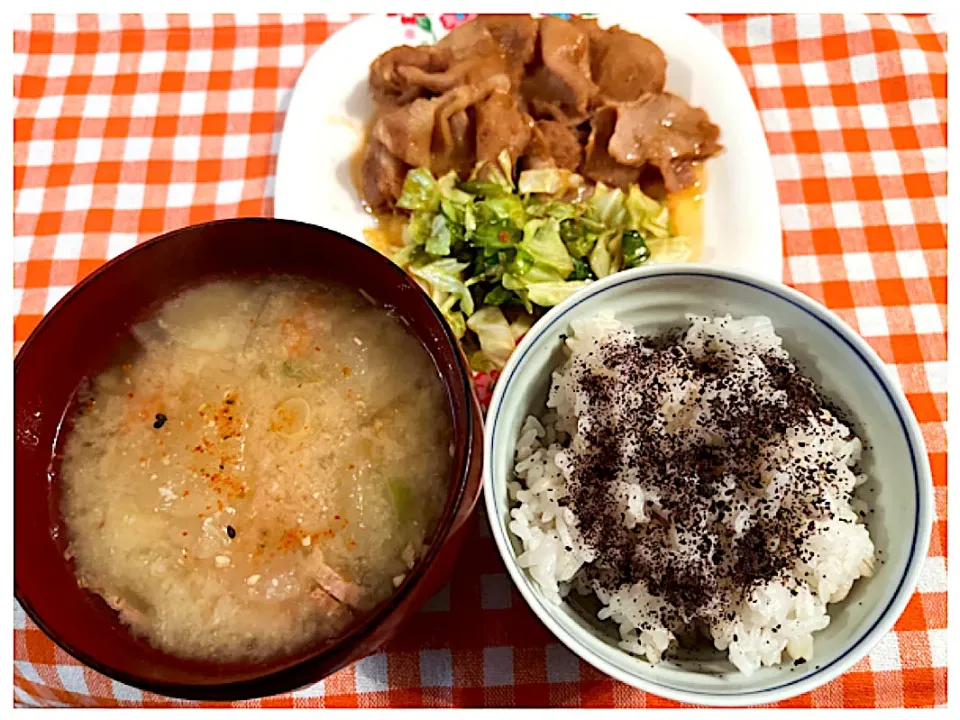 具沢山豚汁＆豚の味噌漬け焼き＆紫蘇ごはん|ワイントンさん