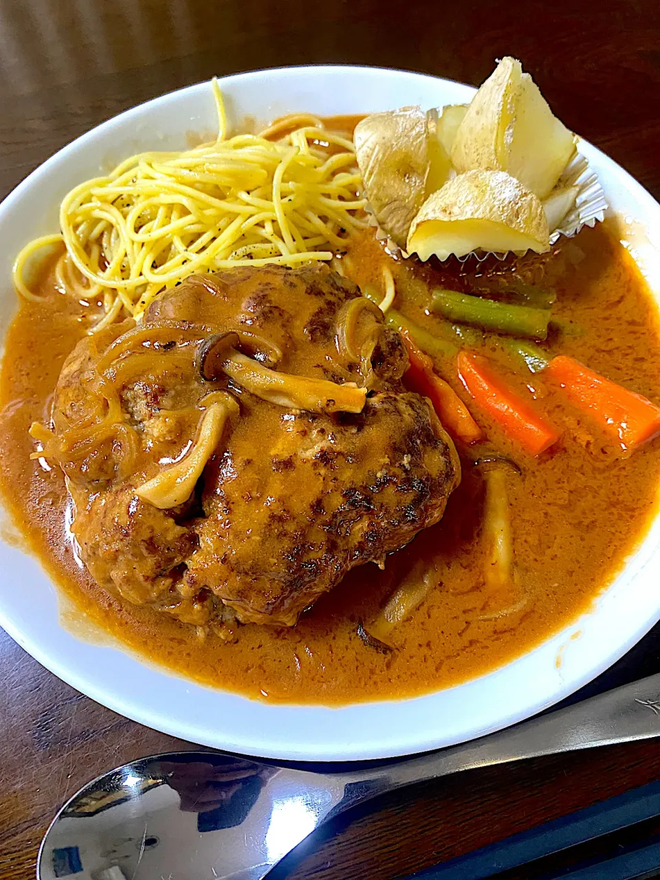 煮込みハンバーグ|単身赴任のっちさん