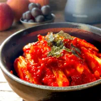 手作りヤンニョムで長芋のキムチ