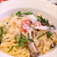 たらこときのこのクリームパスタ|いりごまさん