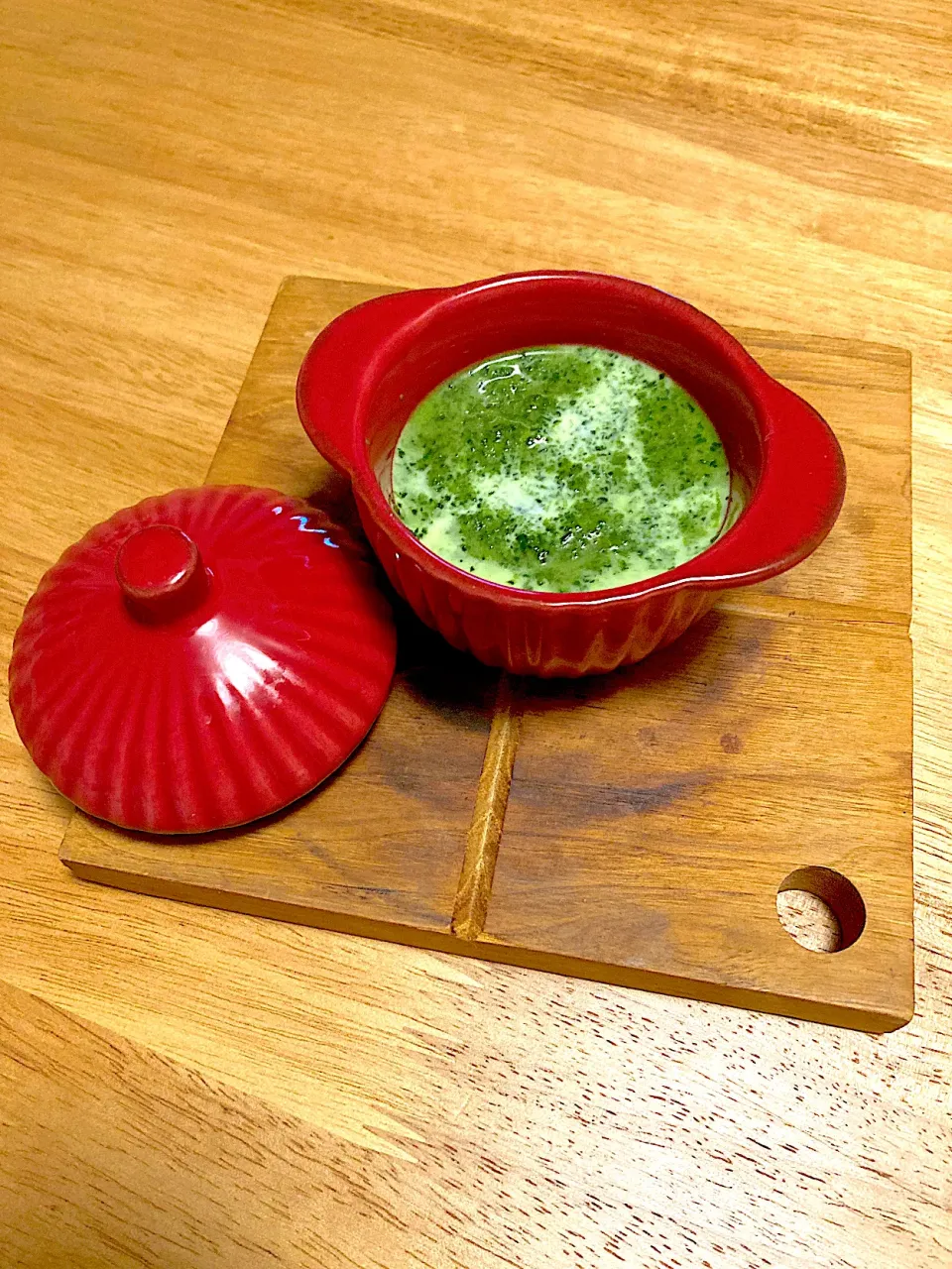 チョコちゃんほうれん草deポタージュ💚|さくたえさん