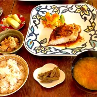 晩ごはん♯鶏むね味噌漬け焼き|小松菜さん