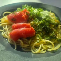 炙り明太子の和風出汁パスタ|しあるさん