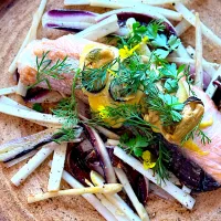 サーモンとムール貝 ホワイトアスパラガス タルティーボ|keisukeさん