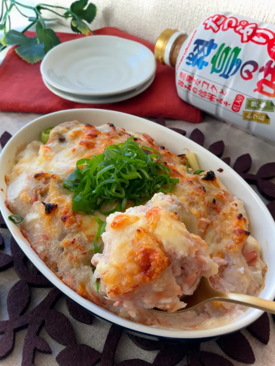 里芋＆長ネギno長芋ツナソースグラタン|スイーツポテトさん