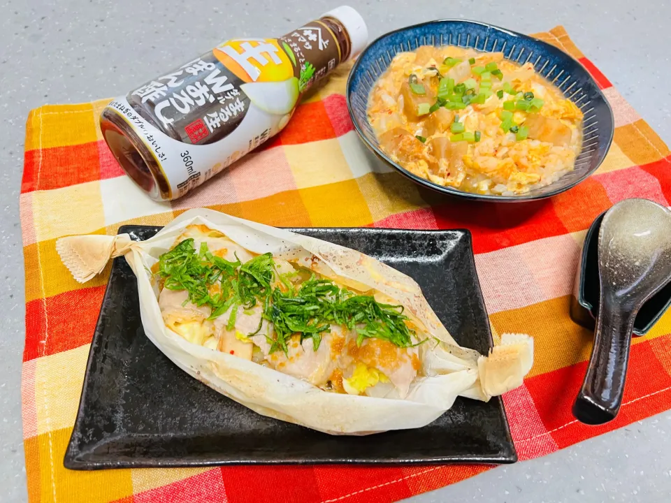 「豚チーズキムチの蒸し焼き＆お雑炊」|バシュランさん