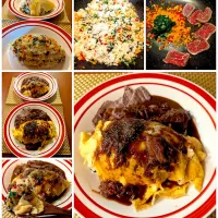 Today's dinner🍴Omelet w/a filling of garlic vegetables rice⭐︎お野菜たっぷりｶﾞｰﾘｯｸﾗｲｽのｵﾑﾗｲｽ ｼﾁｭｰがけ|🌈Ami🍻さん