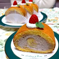 チョコクリームバナナロールケーキ|つるひめさん