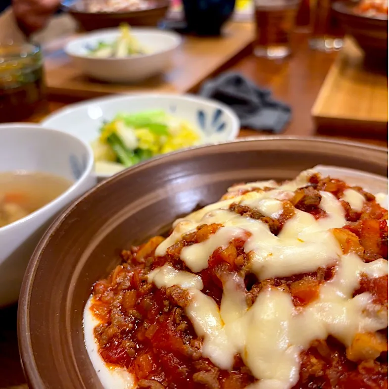 ミートドリア、白菜と小松菜の炒め物、コンソメスープ|mihさん