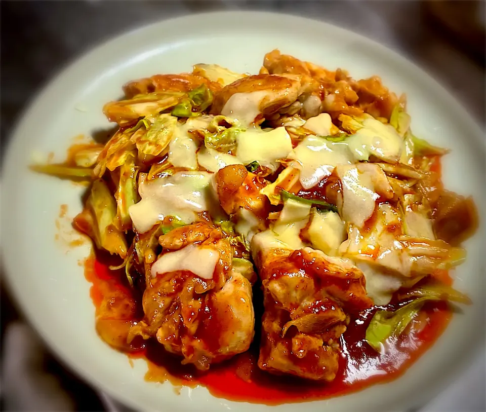 今夜は、チーズタッカルビを頂きました😋  予想以上に、辛い❗️👍🎵|ギムレットさん