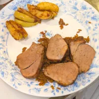 tenderloin on rice with apples|dougさん
