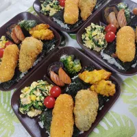 揚げ物満載、海苔弁です✨|rikako♪。.:＊さん