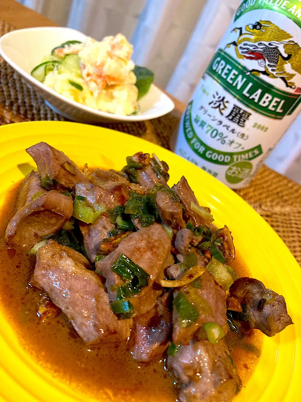 豚ハツのニンニク醤油炒め😋🍻💕✨|アイさん