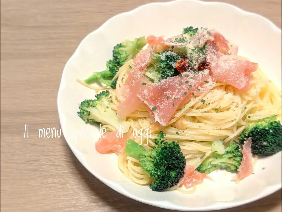 生ハムとブロッコリーのフェデリーニ|かずさんさん