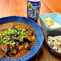 激辛麻婆茄子　ひじきの卯の花　揚げ出し豆腐|かつらさん