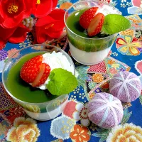 ミルクと抹茶の２色ゼリー🍓| ringonamaさん