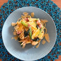 ベーコンと小松菜のカルボナーラ風| kaokaoさん