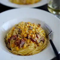 コーンクリームのパスタ