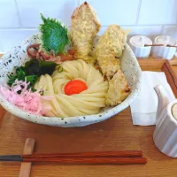 鶏天ぶっかけうどん|柿さん