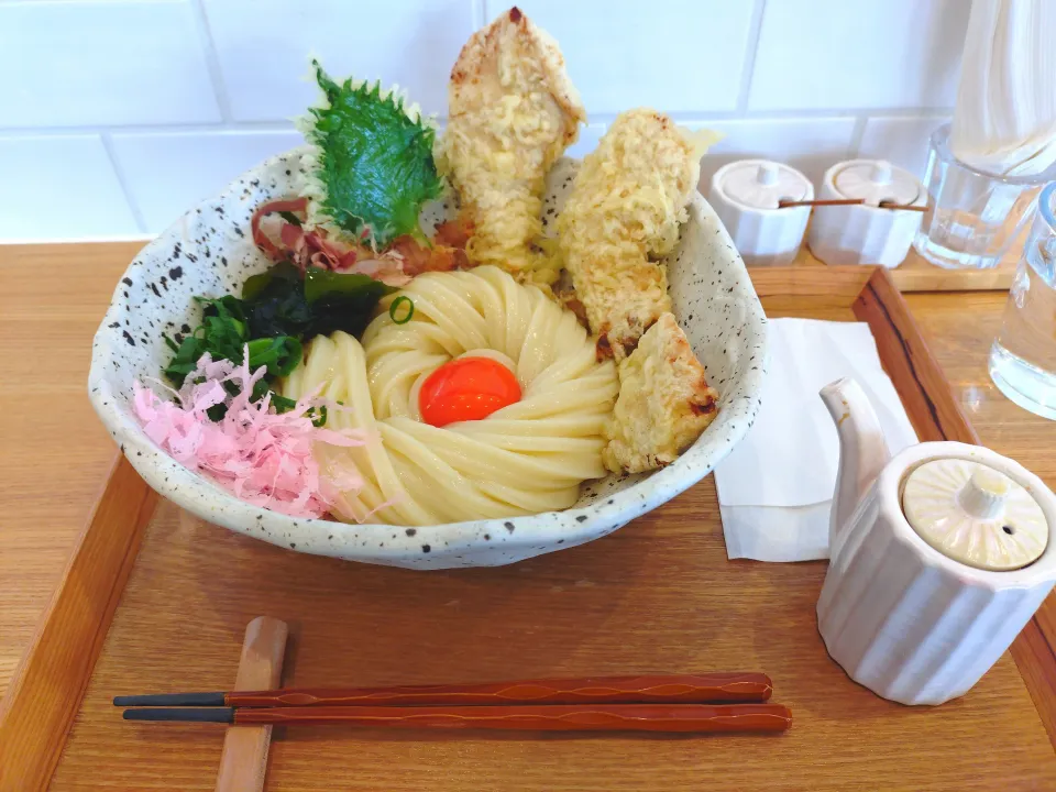 鶏天ぶっかけうどん|柿さん