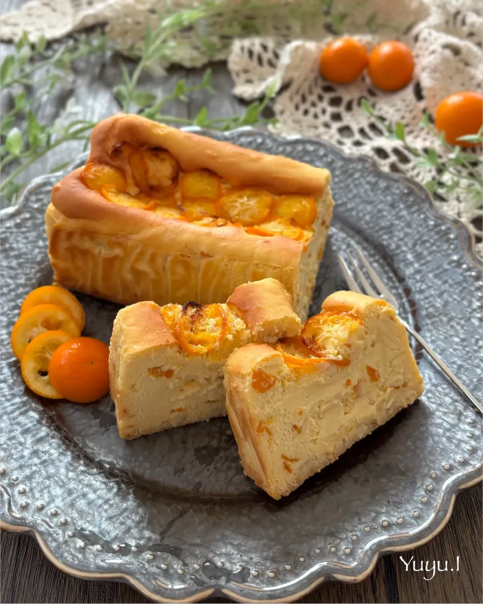 はちみつ金柑のベイクドチーズケーキ（甘酒入り）🍊|ゆーこどんさん