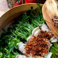 蒸籠de豆苗の豚肉巻き♨️せいろ蒸し♨️クリスピーチキンシーズニング|9421beruさん