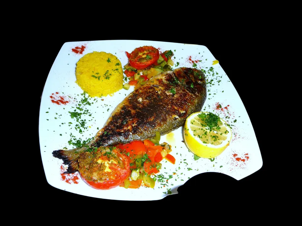 🇫🇷Royal sea bream with saffron rice and ratatouille.🇫🇷|KWAII69さん