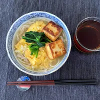 ふわふわ卵と厚揚げうどん