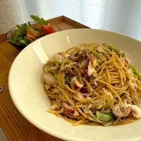 飯蛸と葱のペペロンチーノセット