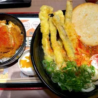 肉ごぼ天うどん丸天トッピング、ミニカツ丼セット|buhizouさん