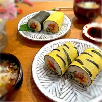 𖤐.*ﾟ海鮮恵方巻き、鬼のパンツ巻き