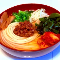 焼豚そぼろ薬味うどん|マニラ男さん