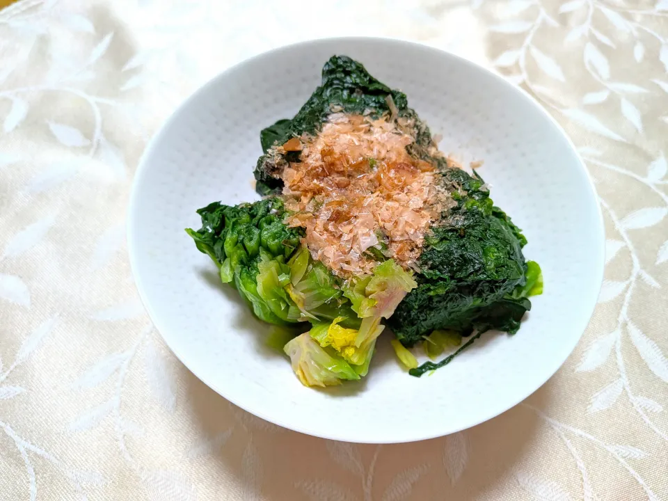 2/4の夕食　ちぢみほうれん草のおひたし|卯月さん
