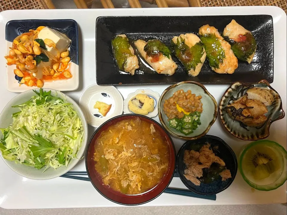 パパ撮影✨ささみの梅しそ巻ポン酢焼定食です✨|rikako♪。.:＊さん