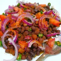 black chickpeas/ Bengal Gram with pickled onions and tomato relish| hinaさん