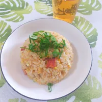 息子作、余った角煮ダレで、焼き豚チャーハン✨いつもありがとう😊