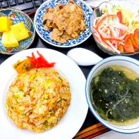 豚こま肉のピリ辛生姜焼き風と炒飯セット|TakeBooさん