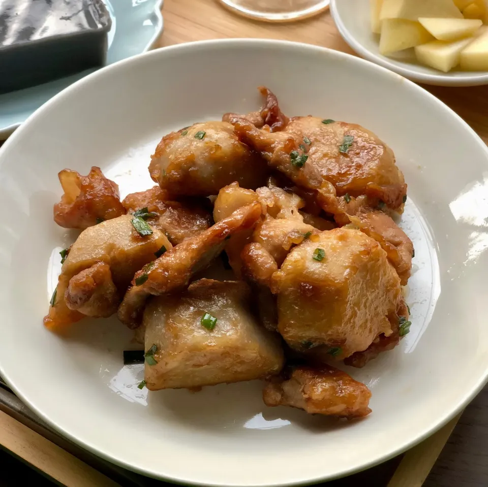 里芋と豚肉の照り焼き|マユマユさん