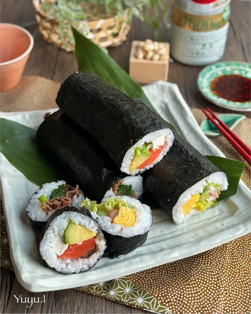 2026恵方巻き👹（焼肉菜の花・アボカドサーモン・カニかまサラダ）|ゆーこどんさん