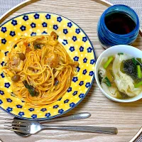 夕飯 チキンのトマトパスタ| ふわふわさん