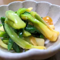 本日の晩酌☆わけぎの辛子酢味噌和え|こむぎさん