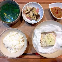 夜ご飯(大根豚ロール、きのこソテー、ほうれん草スープ)|cocomikaさん