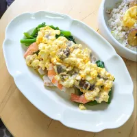 鱸と海老、菜の花のMIX茸タルタルのグリル| mi_neneco♪さん