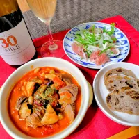 【主菜】砂肝のトマト煮込み|シュビラさん