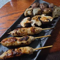 つくねと椎茸焼き