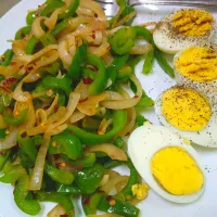 Boiled Eggs with stir fried Greens|hinaさん