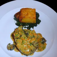 🇫🇷Roasted cod fillet with spinach and mushroom sauce🇫🇷