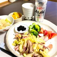 2/8晩酌：イカと舞茸の柚子胡椒炒め|ななみんさん