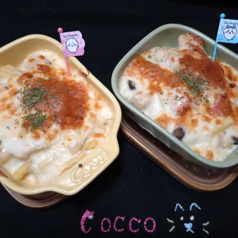 Snapdishの人気料理写真:チキンマカロニグラタン・ちいかわつき✨